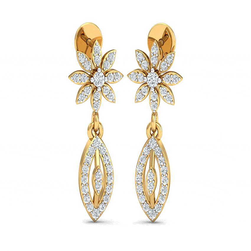 Golden Petal Diamond Earrings