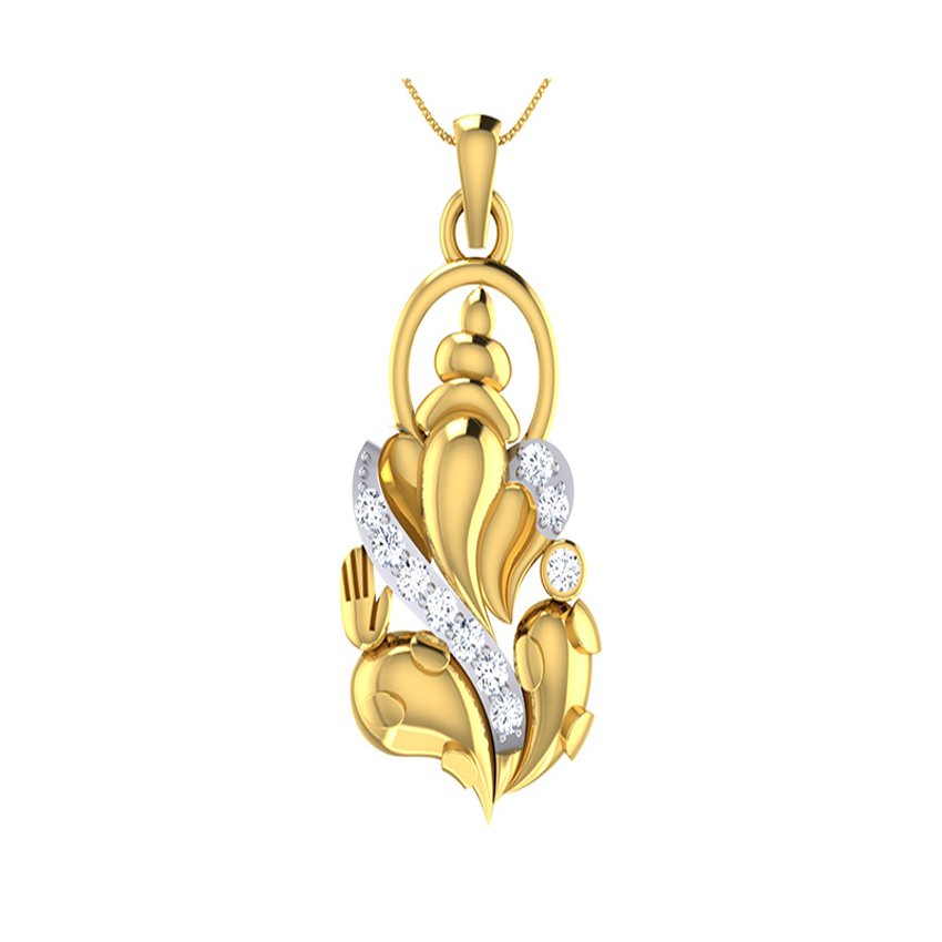 Golden Glow Ganesh Diamond Pendant
