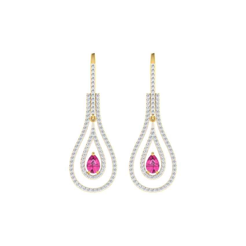 Twinkling Circle Gems Aura Diamond Earrings