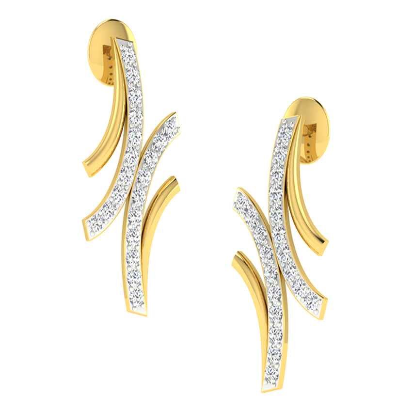 Golden Feather Diamond Earrings